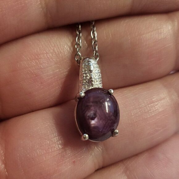 Indian Ruby Cabochon Sterling Silver Pendant Necklace - Picture 2 of 7